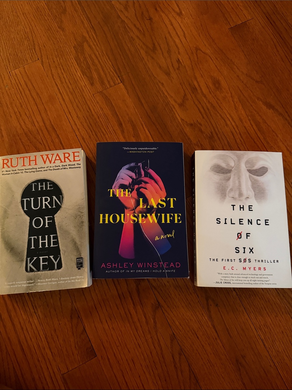 3 Books The turn of the key by Ruth Ware, the Last Housewife by Ashley Winstead